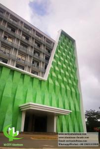 Quality Perforated Aluminum Sheet Metal Cladding PVDF Green Coating 15 Years Warranty for sale