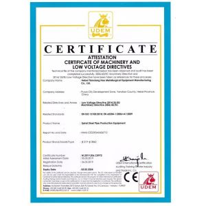 Hebei Tianxianghao Metallurgical Equipment Manufacturing Co., Ltd. Certifications