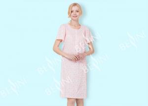 China Personalized Ladies Night Dresses Sleepwear / 100 Cotton Short Sleeve Nightgown on sale