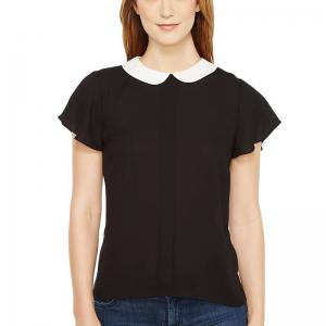 Quality Simple style women chiffon black blouse for sale