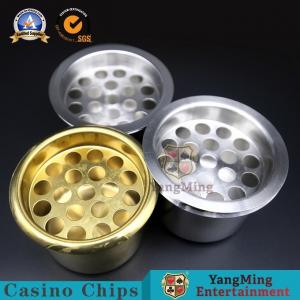 Quality Water Holder Casino Game Accessories Gold Or Silver Poker Table Stainless Steel Drink Cup Holders Ashtray for sale