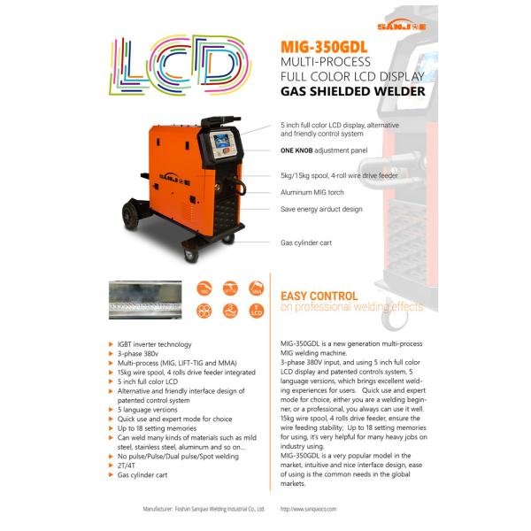 IGBT MIG LCD Welding Machine 5 Inch Cnc Synergy Multi Process 350A