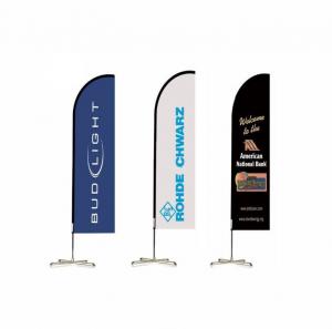 Quality outdoor flying banner promotion custom printed advertising knife type teardrop flag bali bow beach flag with corss base for sale