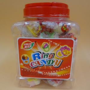 Quality Ring shape compressed milk candy packed in plastic jar milk chocolate strawberry flavor for sale