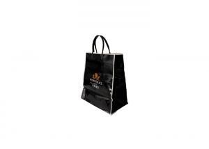 China OEM / ODM Small Black Plastic Bags With Handles LDPE Printing on sale