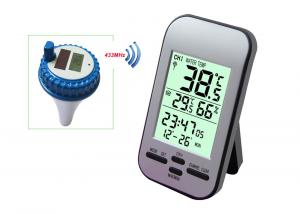 China Professional Wireless Digital Swimming Pool SPA Floating Thermometer Remote Temperature Humidity Gauge with Clock MS0228 on sale