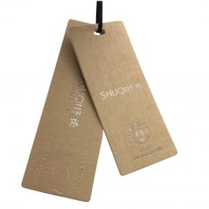 Quality Custom Printed Brown Texture Paper Luggage Tags Gold Foil Stamping Logo Supplier for sale