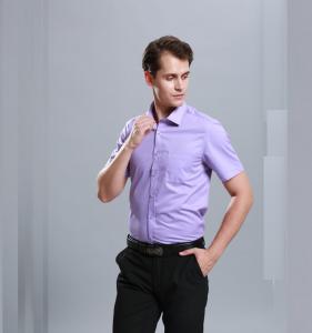 Quality Men Business Dress Shirts Short Sleeve Stylish Anti - Pilling Turn Down Collar for sale