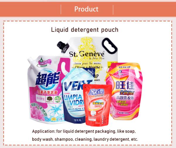 Liquid Plastic Bag With Doypack Reusable Stand Up Detergent Spout Pouch