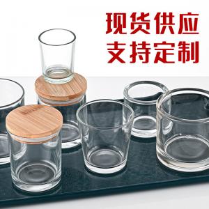 Quality Dustproof Candle Jars With Wooden Lids , Multiscene Colored Glass Candle Jars for sale