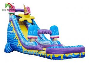 Quality Colorful Ice Cream Inflatable Water Slide Single Lane Fire Retardant for sale