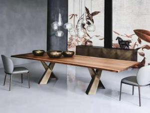 China Walnut Wooden Top Dining Table , Contemporary Wood Dining Table 2200mm Length on sale