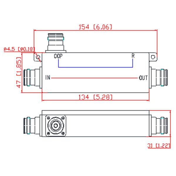 600-4000MHZ 4.3-10 Female 15dB High Frequency Directional Coupler