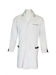 China 180 GSM Polyester 65% Cotton 35% Long Sleeve Nurse Uniform Navy Contrast White on sale