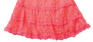 Quality Children Polyester Spandex Rose Red Lace Short Skirt for sale