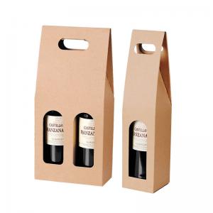 Quality Brown Corrugated Paper Wine Packaging Gift Box With Handle for sale