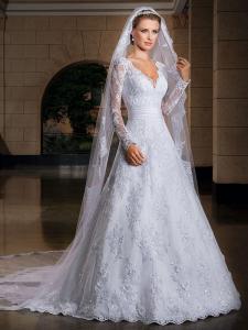 China NEW!!! Long sleeves Aline wedding dress Lace Bridal gown #14077bn37 on sale
