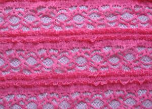 Quality Delicate Pink Crocheted Lace Fabric Stretch In Ladies Garment , Shrink-Resistant for sale