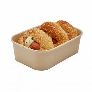 China 650ml Rectangular 100% Compostable Eco Friendly Bamboo Fiber Paper Take Away Containers on sale