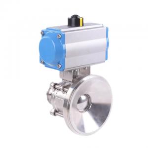 China 304 316 Stainless Steel Hygienic Weld Clamp Flange Thread Ball Valve with Pneumatic Actuator on sale