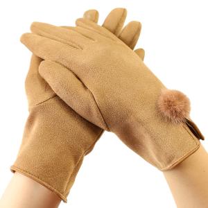 Quality Nylon Suede Winter Warm Gloves Women Sensitive Screen Touch Finger Driving for sale