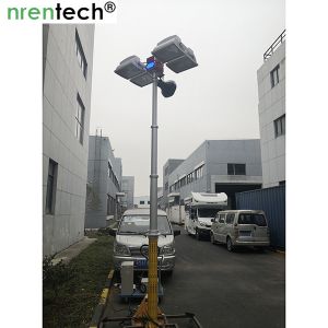 China 6.1m Firefigthing truck vehcile mounted pneumatic telescopic mast light/ robot light mast/ mobile tower light 4x1000W MH on sale