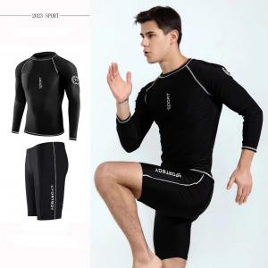 Quality Long Sleeve Mens Two Piece Swimsuit Sunscreen Quick Drying Men Swimming Suit for sale