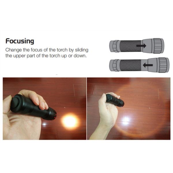 4 Pcs AAA Powered Adjustable Focus Tactical Led Flashlight Strobe Flashing