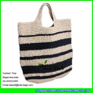 Quality LUDA fashion striped handbags paper straw crochet straw tote bag wholesale for sale