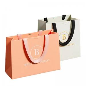 Quality ODM Grapefruit Color Paper Garment Bags Custom Printed Paper Take Out Bags for sale