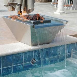 Quality Decorative Stainless Steel Gas Fire Bowl Water Fountain For Swimming Pool for sale