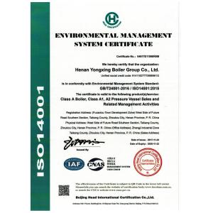 Yong Xing Boiler Group Co.,Ltd Certifications