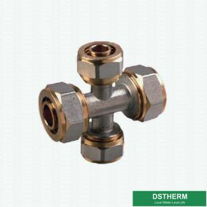 China Customized Equal Threaded Cross Fittings Compression Brass Fittings Screw Fittings For Pex Aluminum Pex Pipe on sale