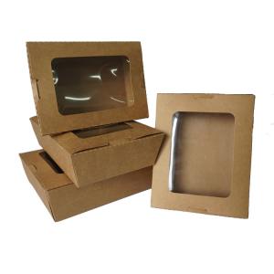 China Custom Logo Food Container Box Disposable Kraft Paper Box With Window on sale