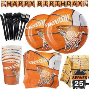 China Wholesale Birthday Basketball Theme Party Supplies 9 Inch Plate 10 People Set Party Decoration on sale