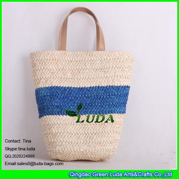 Buy LUDA Large straw tote bag striped corn husk tote beach bags at wholesale prices