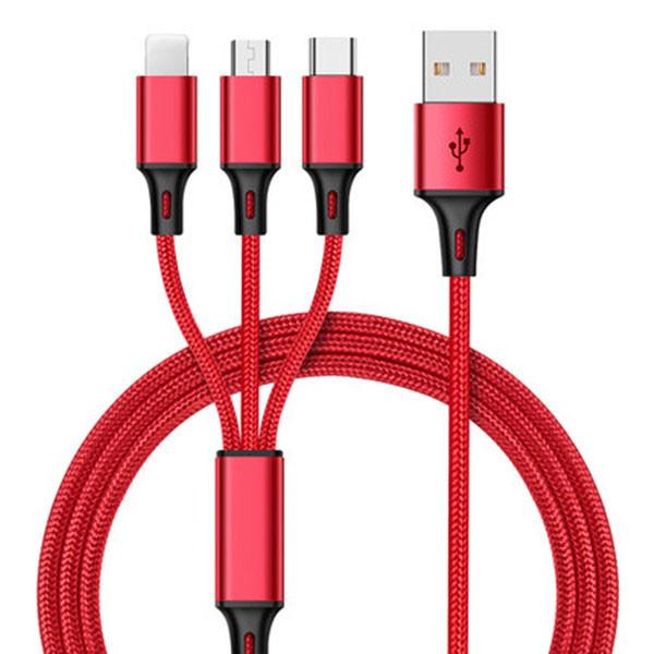 Buy Red Standard Micro USB Data Cable Universal 3 in 1 USB Charging Cable at wholesale prices
