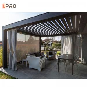 China Garden Gazebo Outdoor Aluminum Pergola Opening Roofs Motorized Remote Control With Windproof Glass Door on sale