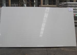 Flat Eased Quartz Stone Countertops Flooring , Pure White Quartz Worktop