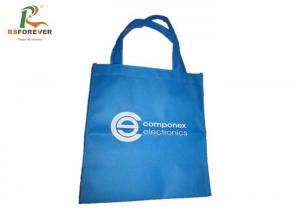 Quality Non Woven Printed Shopping Bags Blue Recyclable Tote Style Silk Screen Printing for sale
