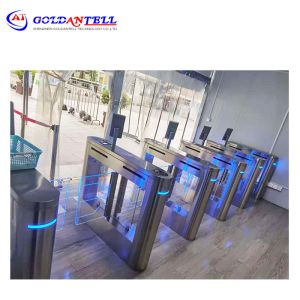China Waterproof Indoor & Outdoor Pedestrian Biometric Access Control Turnstile Gate Swing Barrier Facial Recognition Turnstiles on sale