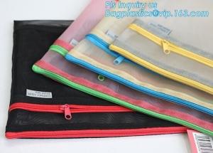 Quality k document file bag, Document File Folder /Document Bag, Mesh pattern plastic zip bag with handle file bag, slider for sale