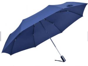 Quality Blue Mens Folding Automatic Open Close Windproof Umbrella Plastic Cap Black Tips  for sale