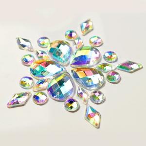 Colorful Pear Shaped Sew On Glass Crystals , Extremely Shiny Sew On Gemstones