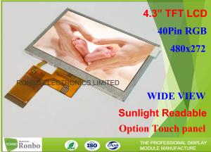 Quality 4.3 Inch Touch Screen High Brightness TFT Display 1000Cd / M² 480 X 272 Resolution for sale