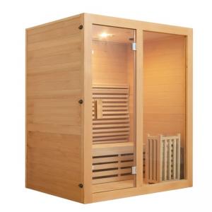Quality ROHS Tempered Glass 3 Person Steam Sauna Room Red Cedar for sale