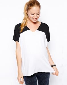 Quality black and white maternity clothing wholesale with chiffon contrast sleeves for sale