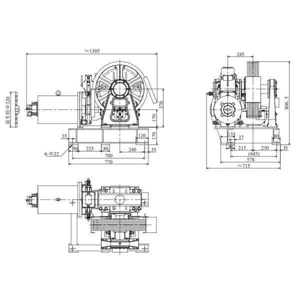 DC110V 1.5A VVVF Elevator Traction Machine / Traction System Weight 580kg