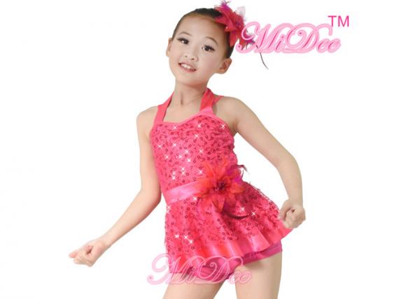 Buy MiDee Fuchsia Jazz & Tap Costumes Outfits 2 Pieces Halter Sequin For Girls at wholesale prices