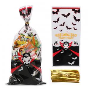 Quality Custom Printed Cellophane Treat Bags With Twist Ties For Halloween for sale